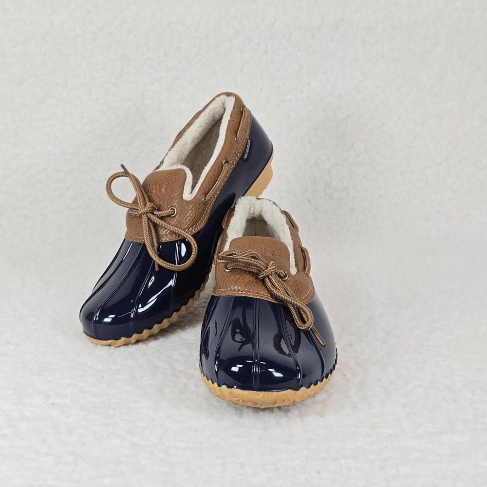 JBU Jambu Woodbury Duck Boots Women 7M Navy Blue Waterproof Faux Fur Winter Rain